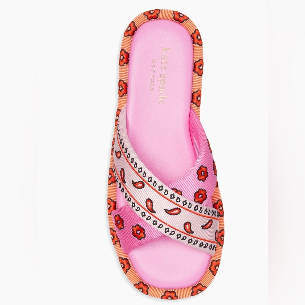 Kate Spade New York Rio Bandana Patchwork Slides Persimmon - Picture 16 of 16